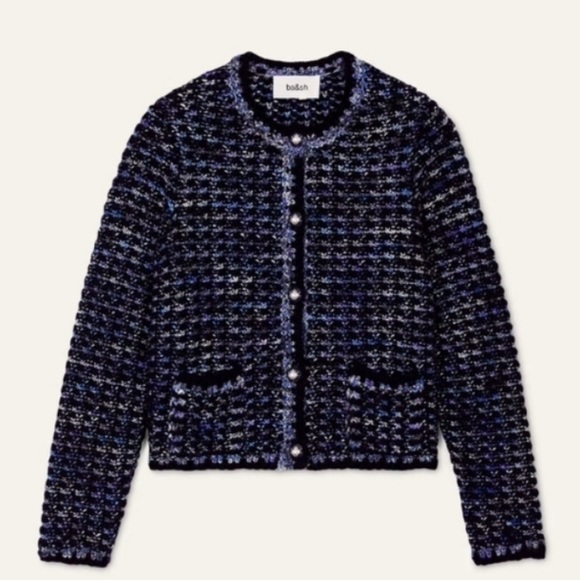 Ba&sh Beloni Knit Lady Cardigan in Black and Blue Small - Picture 9 of 9